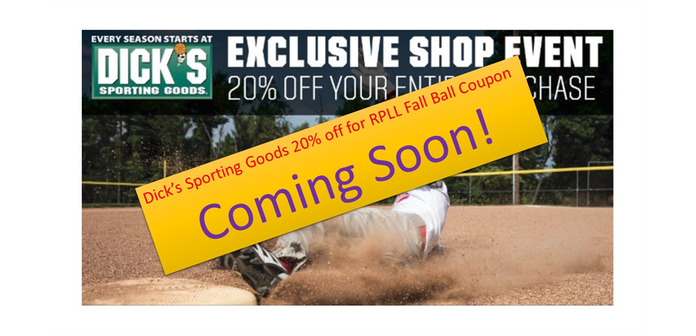 20% OFF Dick's Sporting Goods for Fall Ball