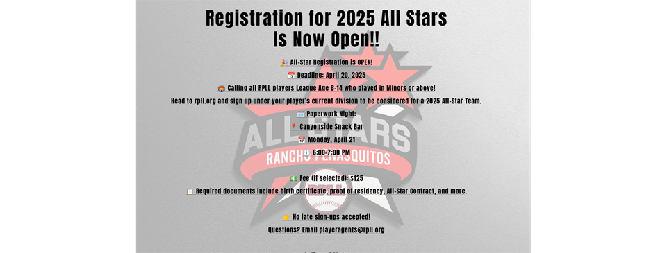 All Star Registration Is Now Open